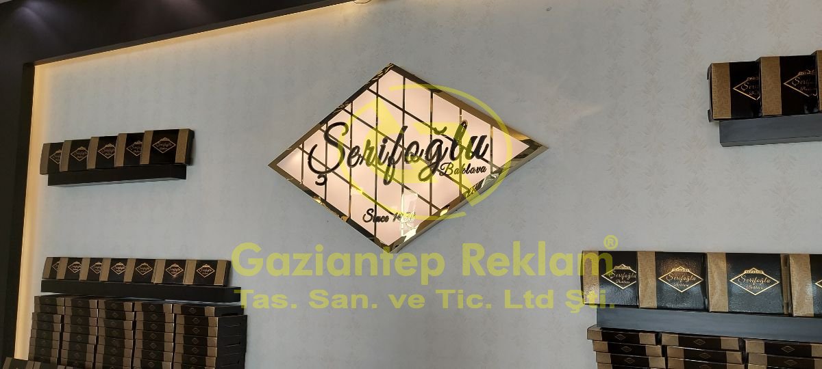 Aynalı Gold Pleksi İç Mekan LED Tabela