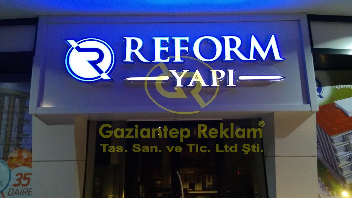 Mavi Işıklı Pleksi Kutu Harf Kompozit Tabela