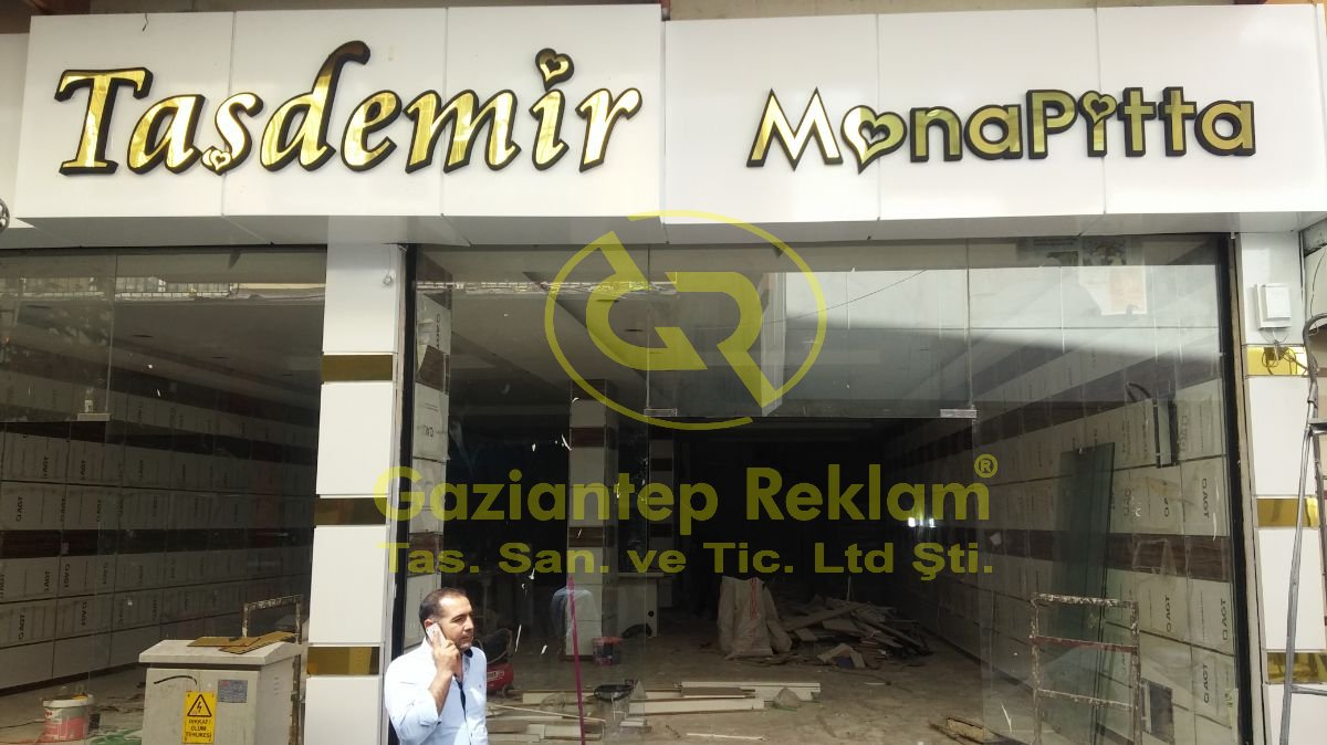 Parlak Gold Ayna Pleksi Kabartma Kutu Harf