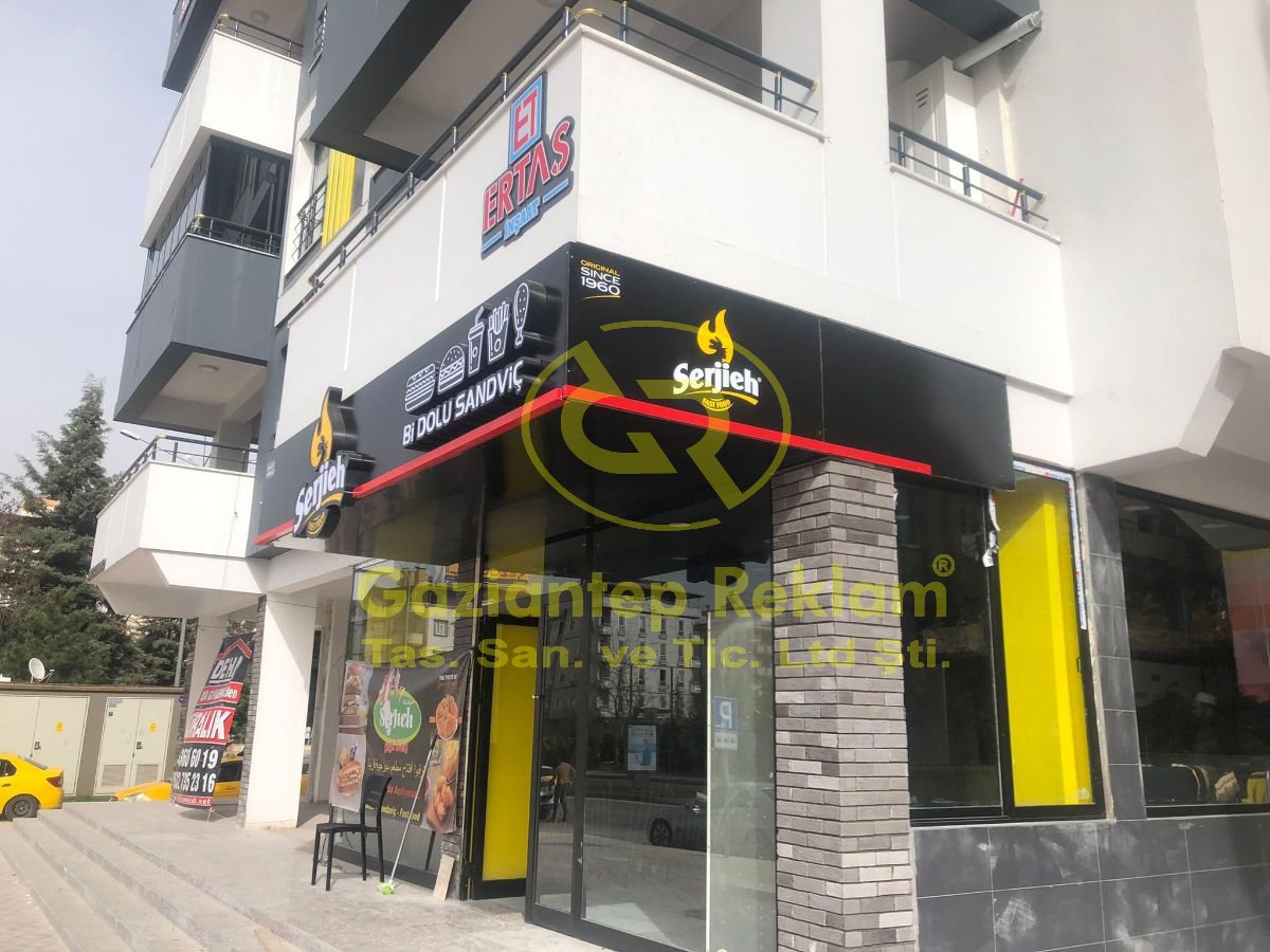 Serjieh Restoran Ön Aydınlatmalı Kutu Harf Tabela Uygulaması