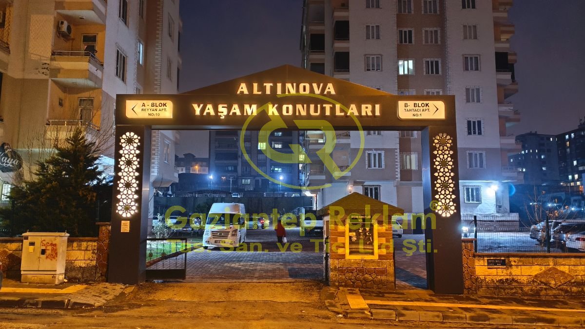 Site Girişi Lazer Kesim Işıklı Kompozit Tabela