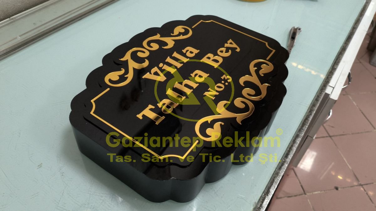 Villa Talha Bey 3D Lazer Kesim Dekoratif Pleksi Tabela